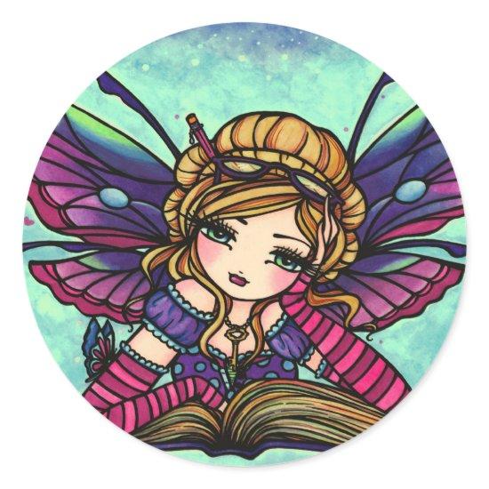 Bookworm Fairy Library Fantasy Art Stickers