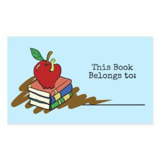 Bookworm Red Apple Teacher Rectangular Sticker