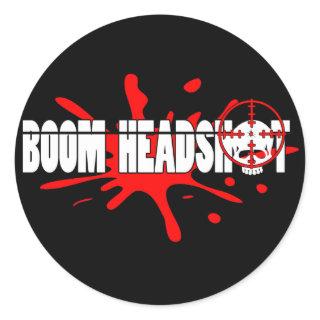 Boom   Headshot Classic Round Sticker
