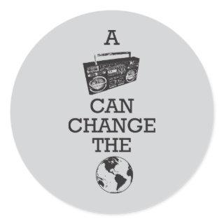 Boombox Can Change the World Classic Round Sticker