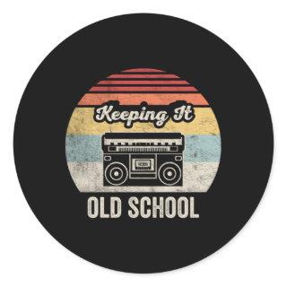 Boombox Keeg It Old School Boombox Classic Round Sticker