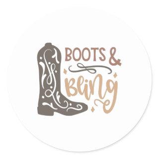 Boots and Bling Classic Round Sticker