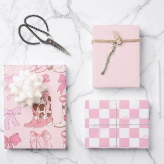 Boots and Bows Pink Girly Coquette Checkered  Sheets