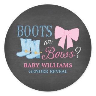 Boots or Bows Gender Reveal Party Baby Shower Classic Round Sticker