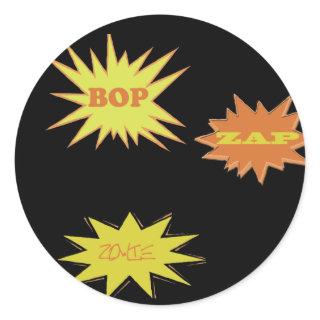 BOP ZAP ZOWIE  RETRO CLASSIC ROUND STICKER