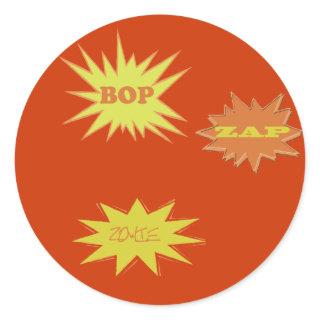 BOP ZAP ZOWIE  RETRO CLASSIC ROUND STICKER