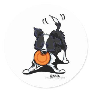 Border Collie at Play Classic Round Sticker