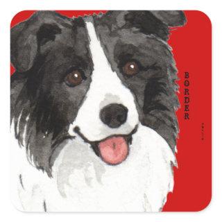 Border Collie Color Block Square Sticker