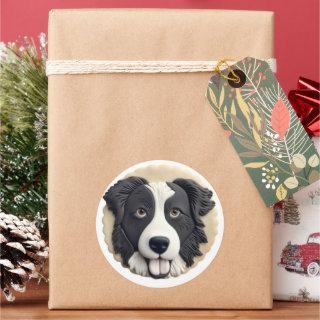 Border Collie Dog 3D Inspired  Classic Round Sticker