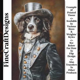 Border Collie Grey Victorian Outfit CF5 Decoupage Tissue Paper