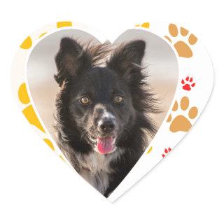 Border Collie Paw Print Love Heart Heart Sticker