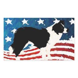 Border Collie Sticker~Memorial Day Rectangular Sticker