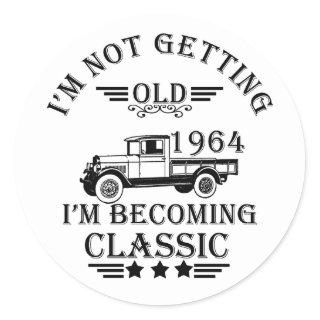born in 1964 vintage 60th birthday mens classic round sticker