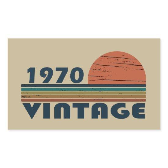 Born in 1970 vintage birthday gift rectangular sticker