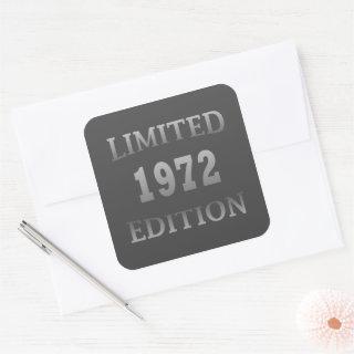 born in 1972 limited edition birthday square sticker