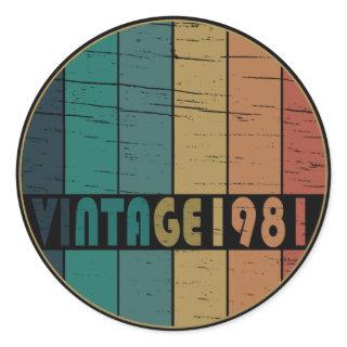 Born in 1981 vintage birthday classic round sticker