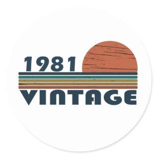 Born in 1981 vintage birthday classic round sticker