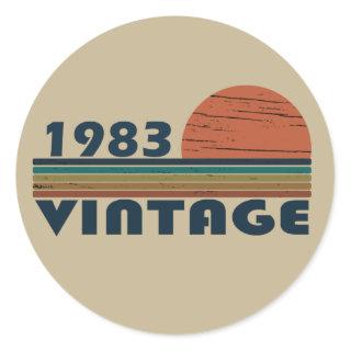Born in 1983 vintage birthday classic round sticker