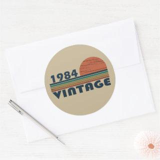 born in 1984 vintage birthday classic round sticker