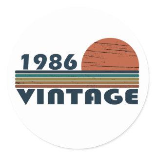 born in 1986 vintage birthday classic round sticker