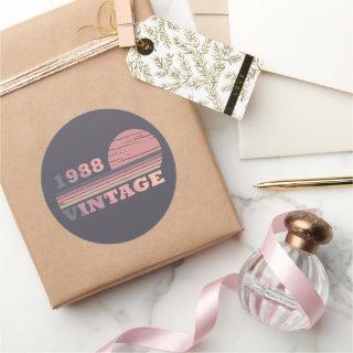 born in 1988 vintage birthday classic round sticker