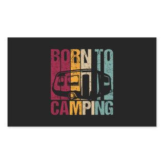 Born to Camping Caravan Retro Style for Camper Rectangular Sticker
