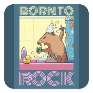 Born To Rock (Editable Text) Singing Groundhog Square Sticker