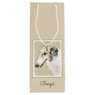 Borzoi (Silver Brindle) Painting Original Dog Art Wine Gift Bag