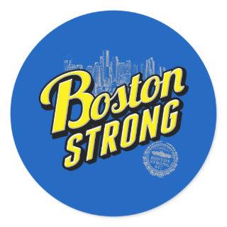 Boston City Strong Remembers on Blue Classic Round Sticker