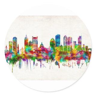 Boston Massachusetts Skyline Classic Round Sticker