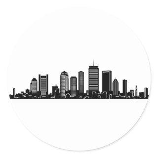 BOSTON Massachusetts USA City Skyline Silhouette Classic Round Sticker