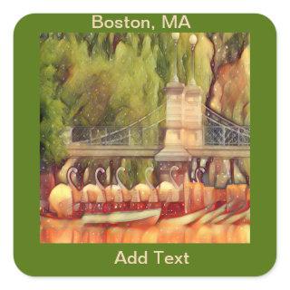 Boston Swan Boats in Summer   Square Sticker