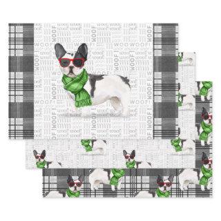 Boston Terrier Christmas Dog and Plaid  Sheets