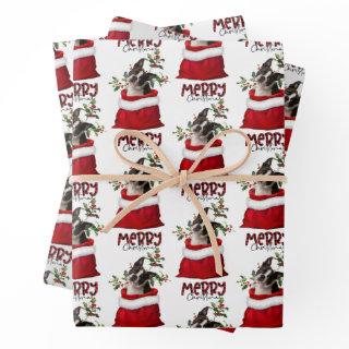 Boston Terrier Dog in Holiday Gift Bag  Sheets