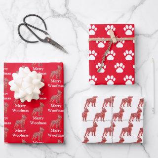 Boston Terrier Dog Silhouette Red Merry Woofmas  Sheets