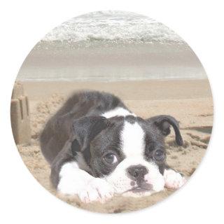 Boston Terrier Sticker Sandcastles