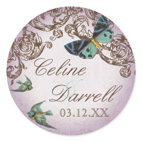Botanica Wedding Sticker or Seal - Lavender