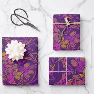 Botanical Bold Floral Pattern in Dark Purple   Sheets