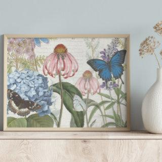 Botanical Butterfly Blue Garden Floral Decoupage Tissue Paper