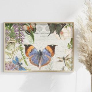 Botanical Butterfly Flower Garden Floral Decoupage Tissue Paper