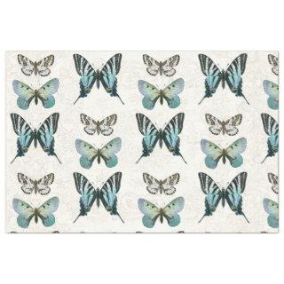 Botanical Butterfly Vintage Blue n White Decoupage Tissue Paper