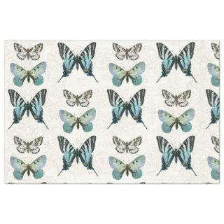 Botanical Butterfly Vintage Blue n White Decoupage Tissue Paper