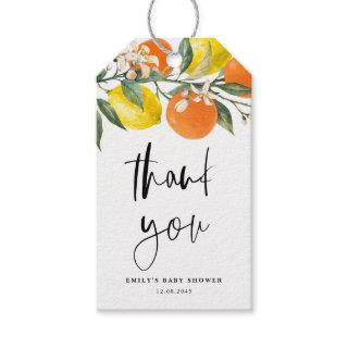 Botanical Lemon and Orange Baby Shower Thank You Gift Tags