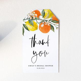 Botanical Lemon and Orange Bridal Shower Thank You Gift Tags