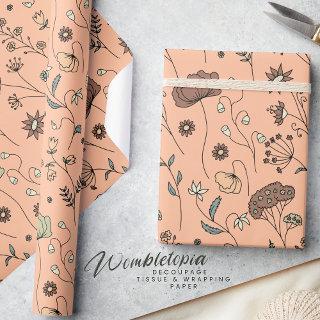 Botanical Wildflowers Peach Fuzz With Sage Green