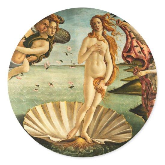 Botticelli Birth Of Venus Renaissance Art Painting Classic Round Sticker