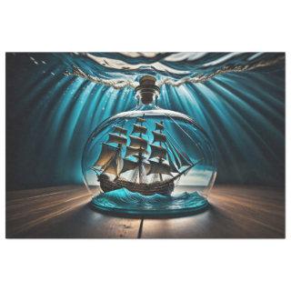 Bottle to sea ocean ship capsize v9 Tissue paper