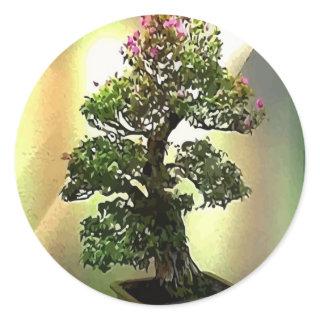 Bougainvillea Bonsai Tree Classic Round Sticker