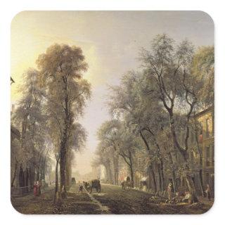 Boulevard Poissonniere in 1834 Square Sticker