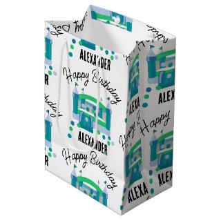 Bounce House Jumping Castle Birthday Name Kids Boy Medium Gift Bag